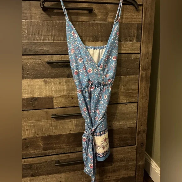 Blue Floral V-Neck Romper - Picture 1 of 5